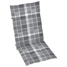 Vidaxl Blazine za vrtne stole 4 kosi sive karo 120x50x3 cm blago
