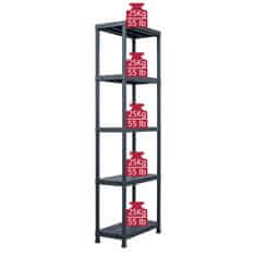 Vidaxl Stojala s policami 2 kosa plastika 125 kg 60x30x180 cm črna