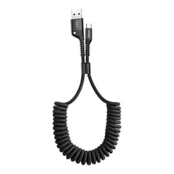 BASEUS Fish Eye Spring kabel USB / USB-C 2A 1m, črna