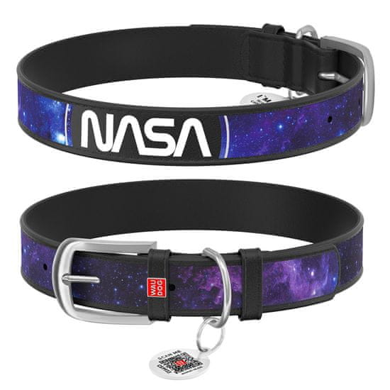 WAUDOG Usnjena ovratnica z NASA vzorcem 21 črna