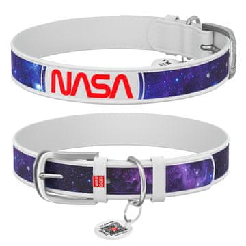 WAUDOG Usnjena ovratnica z NASA vzorcem 21 bela