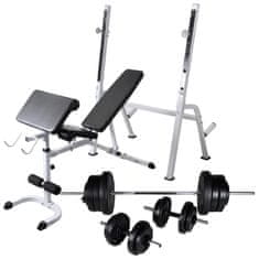 Vidaxl Vadbena klop s kompletom uteži in stojalom 60,5 kg