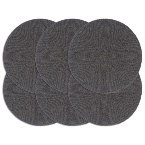 Greatstore Pogrinjki 6 kosov temno sivi 38 cm okrogli iz bombaža