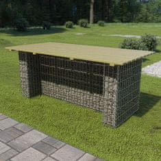 Vidaxl Vrtna miza z jeklenim gabionom 180x90x74 cm borovina