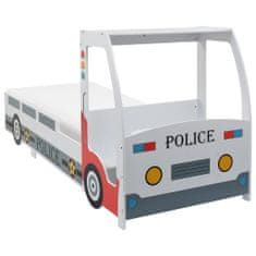 Vidaxl Otroška postelja policijski avto, vzmetnica, 90x200 cm, H3