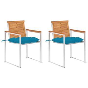 Vidaxl Vrtni stoli z blazinami 2 kosa trden akacijev les in jeklo