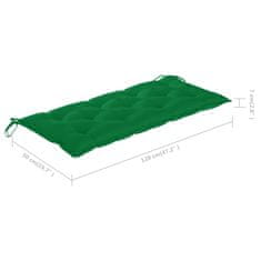 Vidaxl Vrtna klop z zeleno blazino 120 cm trdna tikovina