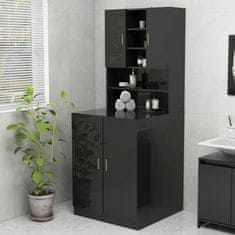 Vidaxl Omara za pralni stroj visok sijaj črna 70,5x25,5x90 cm