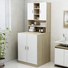 Vidaxl Omara za pralni stroj bela in sonoma hrast 70,5x25,5x90 cm