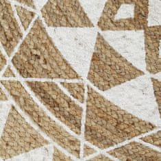 Vidaxl Preproga iz jute z belim potiskom ročno izdelana 150 cm