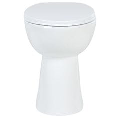 Vidaxl Visoka WC školjka brez roba počasno zapiranje 7 cm višja bela