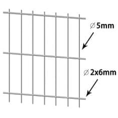 shumee 2D ograjni paneli, 2,008 x 1,03 m, 6 m, srebrni