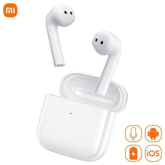 Xiaomi Redmi Buds 3 slušalke, Bluetooth 5.2, TWS, polnilna enota, hitro polnjenje, dvojni mikrofon, bele (SLU-X-REDMI-BUDS3-W)