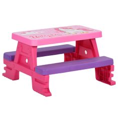 shumee Otroška miza za piknik s klopmi, 79x69x42 cm, roza