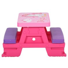 Greatstore Otroška miza za piknik s klopmi, 79x69x42 cm, roza