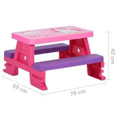 Vidaxl Otroška piknik miza s klopmi 79x69x42 cm roza