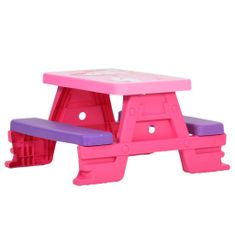 Greatstore Otroška miza za piknik s klopmi, 79x69x42 cm, roza