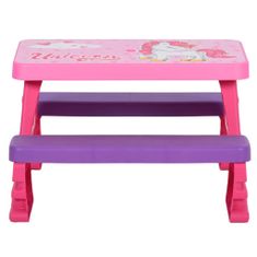 Vidaxl Otroška miza za piknik s klopmi, 79x69x42 cm, roza