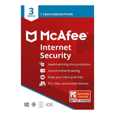 McAfee Internet Security 2025, 3 PC, 1-leto, ESD licenca (kartica)