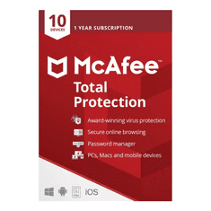 McAfee Total Protection 2025, 10 PC, 1-leto, ESD licenca (kartica)