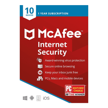 McAfee Internet Security 2025, 10 PC, 1-leto, ESD licenca (kartica)