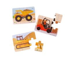 Bigjigs Toys Puzzle 3v1 Gradbeni stroji