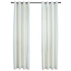 Vidaxl Zatemnitvene zavese z obročki 2 kosa žamet krem 140x175 cm