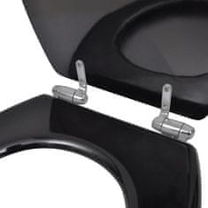 Greatstore Deska za WC školjko MDF počasno zapiranje preprost dizajn črna