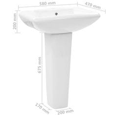 Vidaxl Prostostoječi umivalnik s podstavkom keramika 580x470x200mm bel