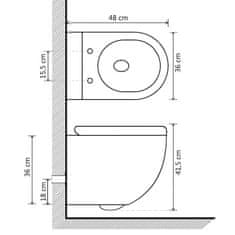 Vidaxl Viseča WC školjka brez roba keramična črna