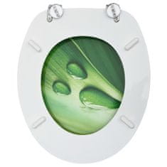 Greatstore Deska za WC školjko MDF zelena dizajn vodne kapljice