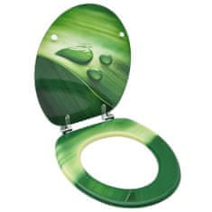 Greatstore Deska za WC školjko MDF zelena dizajn vodne kapljice