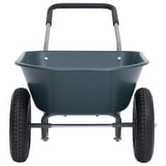 Vidaxl Samokolnica zelena in siva 140x63x65 cm 78 L 100 kg