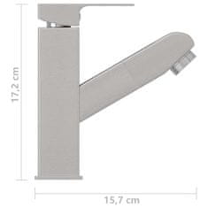 Vidaxl Kopalniška armatura za umivalnik izvlečna srebrna 157x172 mm