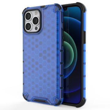 HURTEL Honeycomb ovitek z TPU odbijačem za iPhone 13 Pro Max - moder
