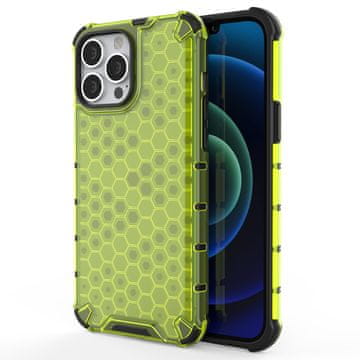 HURTEL Honeycomb ovitek z TPU odbijačem za iPhone 13 Pro Max - zelen
