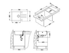 Rock 130 pomivalno korito, Carbon G91