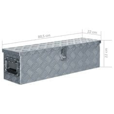 Vidaxl Skrinja iz aluminija 80,5x22x22 cm srebrne barve