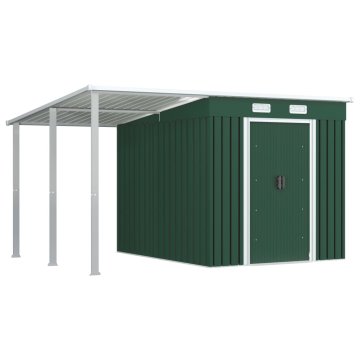 Vidaxl Vrtna lopa z nadstreškom zelena 335x236x184 cm jeklo
