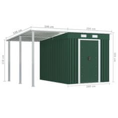 Vidaxl Vrtna lopa z nadstreškom zelena 335x236x184 cm jeklo