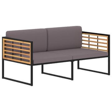 Vidaxl Vrtna klop z blazinami 136 cm trden akacijev les temno siva
