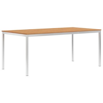 Vidaxl Vrtna jedilna miza 180x90x75 cm tikovina in nerjaveče jeklo