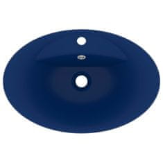 Vidaxl Razkošen umivalnik ovalen mat temno moder 58,5x39 cm keramika