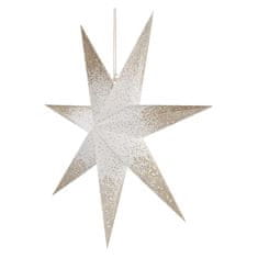 Emos Viseča papirnata zvezda z zlatimi bleščicami na robovih, za notranje prostore, 60 cm, bela