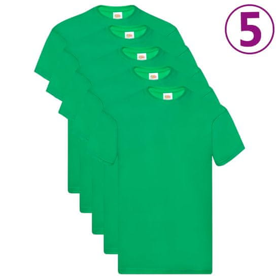 shumee Fruit of the Loom Originalne majice 5 kosov zelene 3XL bombaž
