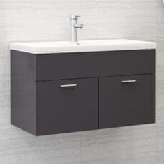 Vidaxl Omarica za umivalnik visok sijaj siva 80x38,5x46 cm iverna pl.