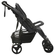 Vidaxl Otroški voziček za dvojčke antraciten jeklen