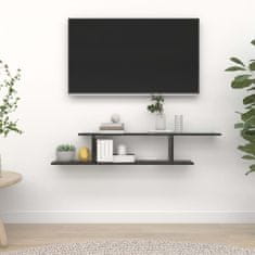 Vidaxl Stenska TV polica črna 125x18x23 cm iverna plošča