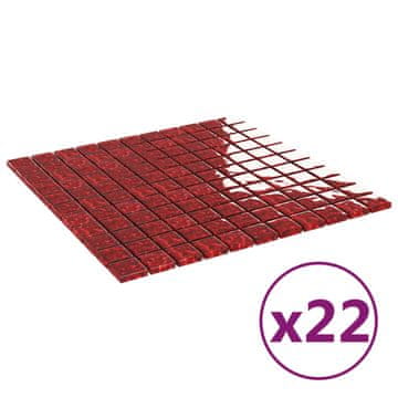 Vidaxl Mozaik ploščice 22 kosov rdeče 30x30 cm steklo