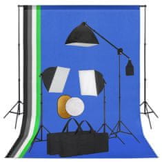 Vidaxl Foto studijski komplet s svetilkami, ozadjem in odbojnikom